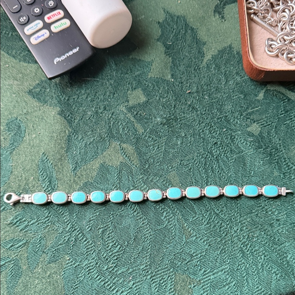 Turquoise Link Bracelet - sterling Silver